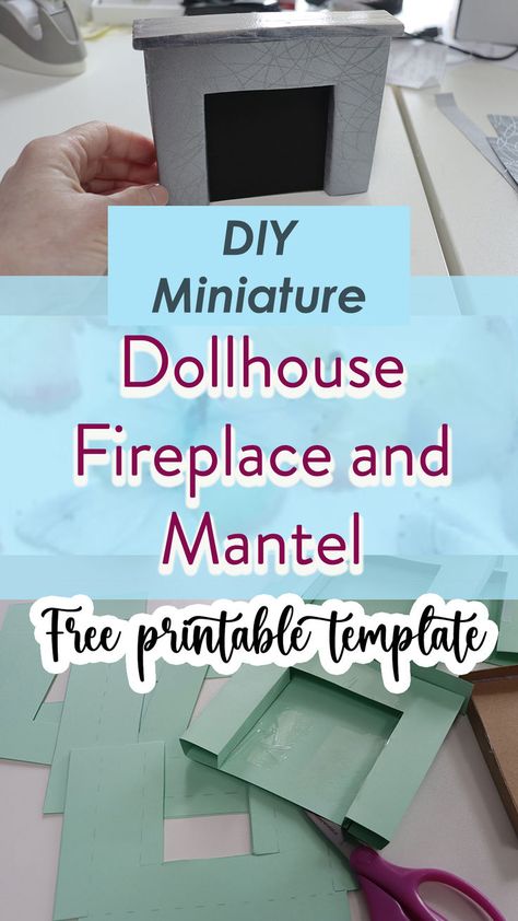 This downloadable fireplace mantel template will let you DIY a cute dollhouse project for the living room of your dolls house. A miniature fireplace is a nice addition to a dollhouse room, and the downloadable template can be printed on cardstock and cut out to make yourself. mini furniture | dollhoues accessories | dollhouse living room decor Dollhouse Furniture Plans, Diy Dolls House Accessories, Mini Fireplace, Cute Dollhouse, Fireplaces And Mantels, Miniature Fireplace, Dollhouse Furniture Tutorials, Printable Dollhouse, Diy Mantel