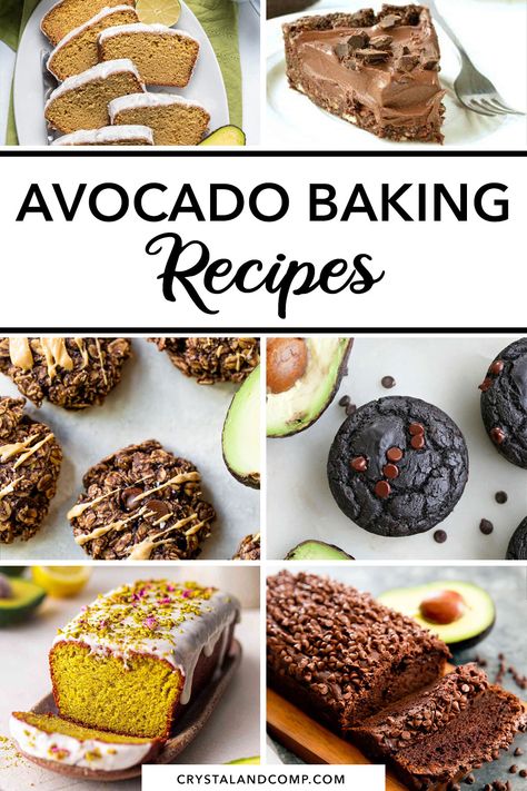 Who says vegan baking has to be complicated? Get your fork ready and dive into these easy avocado baking recipes! From vegan avocado brownies to zucchini avocado bread, you won't believe how much flavor you can pack into each delicious treat. Try them out today and enjoy the benefits of vegan baking with avocado! Recipes That Use Avocado, Baking With Avocado Oil, Avocado Sweet Recipes, Healthy Avocado Desserts, Desserts With Avocado, Avocado Bread Recipes Healthy, Baked Avocado Recipes, Sweet Avocado Recipes, Recipes With Avocados