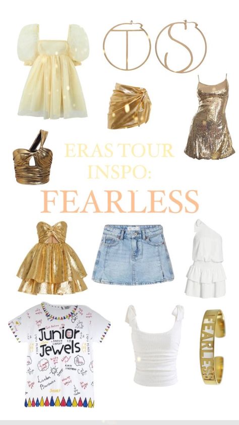 Eras Tour Fits Fearless, Fearless Era Aesthetic Outfits, Taylor Swift Albums Outfits Ideas, Eras Tour Outfits Fearless Era, Fearless Outfits Eras Tour, Fearless Taylor Swift Outfits Eras Tour, Eras Tour Outfits Dress, Taylor Swift Eras Tour Outfits Fearless, Eras Tour Dresses