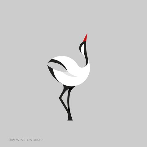 Winston Tabar on Instagram: “Crane bird logomark - I wish I could also post the video process but sadly I was not able to click the start record button arfff -…” Travel Theme Decor, Crowned Crane, Heron Art, Chinese Pattern, Crane Bird, Pet Logo Design, Matte Painting, Bird Drawings, Fun Time