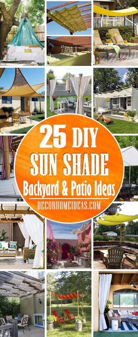 Backyard Patio Sunshades, Diy Sunshade For Deck, Sunshade Patio Ideas, Outdoor Sail Shade Ideas, Diy Sun Shade For Patio, Patio Sail Shade Ideas, Sail Shade Post Ideas, Sunshade Ideas Outdoor Spaces, Sail Shades For Patio