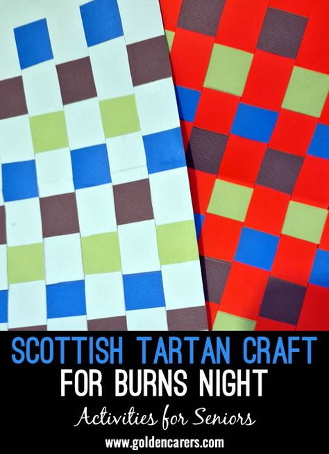 Scottish Tartan Craft for Burns Night: Lots of fun preparing for Burns Night. Here is our take on Scottish Tartan. You can do any colours you like and even name the patterns. Burns Night Activities, Burns Night Crafts, Tartan Crafts, Burns Night, Activity Director, Free Activities, Scottish Tartans, Preschool Activities, Fun Activities