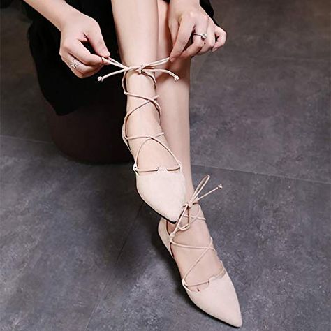 Summer Leather Lace-up Flats, Chic Lace-up Ballet Flats For Spring, Elegant Lace-up Ballet Flats, Elegant Leather Lace-up Ballet Flats, Beige Leather Lace-up Flats, Tie Up Flats, Lace Up Ballet Flats, Boho Fashion Summer, Lace Up Flats