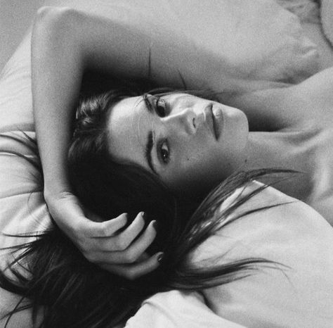 White Photo, A Woman, Black And White, Bed, White, Black