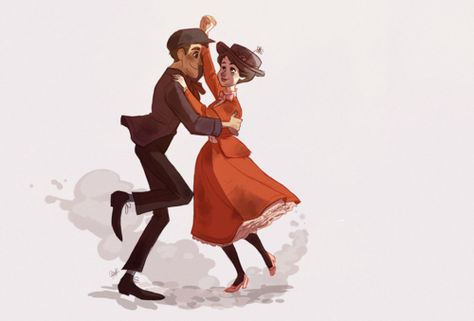 My favorite scene with one of my Disney OTP's. :) Couples Drawing, Inspo Drawing, Mary Poppins And Bert, Art Bases, Images Disney, People Poses, Hamilton Musical, Arte Inspo, Mary Poppins