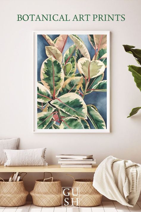 You'll find a variety of cute, plant-themed artwork, perfect for any plant lover or "plant lady". So what are you waiting for? Visit the store today and start sprucing up your space! Plant Artwork, Ficus Elastica, Botanical Art Prints, Variegated Plants, Plant Illustration, Plant Lady, House Plant, Illustration Print, Plant Lover