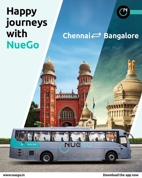 Traveling from Bangalore to Chennai is not just a journey; it's an opportunity to explore the best of South India's culture, history, and natural beauty. Whether you're a nature lover or a history buff, both cities have something unique to offer. and With Nuego Bus as your trusted travel companion, ensuring a smooth and enjoyable ride through this fascinating region. So, book your Nuego Busticket pack your bags, and prepare to explore the heart of South India, where adventure and discovery a... Travel Creative Ads, Travel Advertising Design, Travel Bus, Travel Advertisement, Travel Creative, Blue Bus, Travel Ad, Travel Advertising, Ads Creative Advertising Ideas