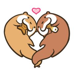 https://chatsticker.com/sticker/kotsumetti-of-small-clawed-otter-04-1 Otter Couple, Otter Cartoon, Otter Drawing, Otter Art, Otters Cute, Emoji Drawings, Cute Kawaii Animals, Ate Too Much, Kawaii Animals