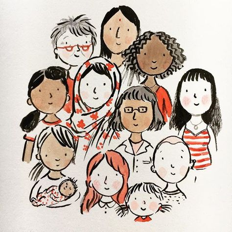 Here's to strong individual and independent women around the world 💪🏻💪🏼💪🏾#internationalwomensday 강아지 그림, Picture Books Illustration, Women Around The World, Arte Sketchbook, People Illustration, Sketchbook Inspiration, Independent Women, Childrens Illustrations, Character Design References