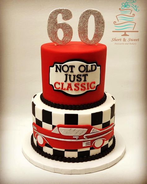 Car Themed Cake, 60th Birthday Cake For Men, 60th Birthday Ideas For Dad, Car Cakes For Men, 65 Birthday Cake, Classic Cars Birthday Party, Cake Car, Cars Theme Cake, Car Cakes