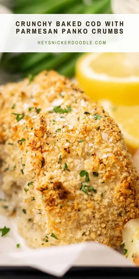 Parmesan Crusted Cod, Breaded Cod, Pork Chop Sandwiches, Crusted Cod, Baked Cod Recipes, Cod Fish Recipes, Great Dinner Recipes, Fish Recipes Baked, Panko Crumbs