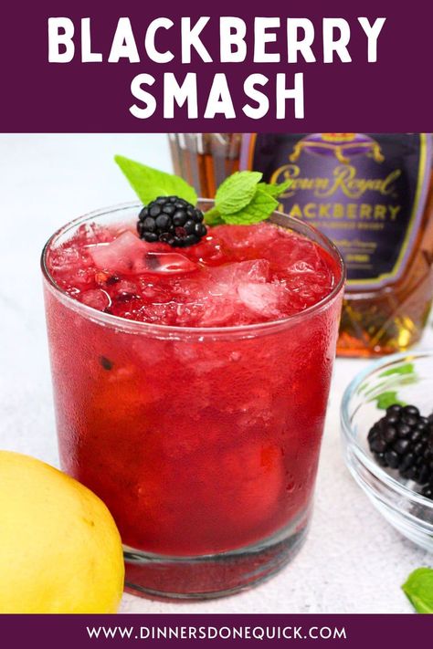 Hey folks, looking for a tasty summer sipper? Dive into my Blackberry Smash recipe featuring Crown Royal Blackberry Whiskey! Whip up this refreshing drink in minutes and enjoy the burst of juicy berries with every sip. Perfect for sunny days or laid-back evenings with friends. Ready to shake things up? Pin it now! 🍹 Blackberry Crown Royal Recipes, Crown Royal Drinks, Whiskey Drinks, Whiskey Cocktails, Blackberry Cocktail Blackberry Crown Royal Recipes, Blackberry Smash Cocktail, Blackberry Drink, Crown Royal Recipes, Crown Drink, Blackberry Smash, Blackberry Whiskey, Blackberry Cocktail, Blackberry Drinks