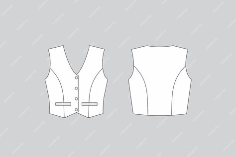 Female Vest, Fashion Illustrations, Vest Top, Fashion Flats, Womens Vest, Premium Vector, Fashion Illustration, Graphic Resources, Illustrations