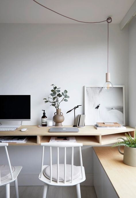 Contemporary Open Plan Living, Victorian Renovation, Minimalist Home Office, Desk Inspiration, Scandi Home, Office Guest Room, Minimalist Office, Workspace Inspiration, Office Interior Design