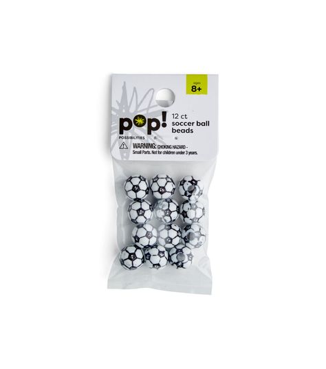 12ct Soccer Ball Beads by POP! Product DetailsThe POP! Possibilities Soccer Ball Beads will make an interesting addition to your little one’s craft box These beads resemble soccer balls and will make fun and sporty bracelets anklets necklaces and keychains Team them with beads in coordinating hues for added charm Your kid can gift a jewelry piece made using these beads to a soccer player they’re close to Brand: POP! Includes 12 beads Dimensions: 385 x 05 x 185 inches Size: 12 millimeter Recommended for ages eight years & up Warning: Choking Hazard - Small Parts Not for children under three years Soccer Bracelets, Soccer Crafts, Soccer Team Gifts, S Craft, Brand Pop, Viking Sewing, Soccer Balls, Soccer Player, Free Sign