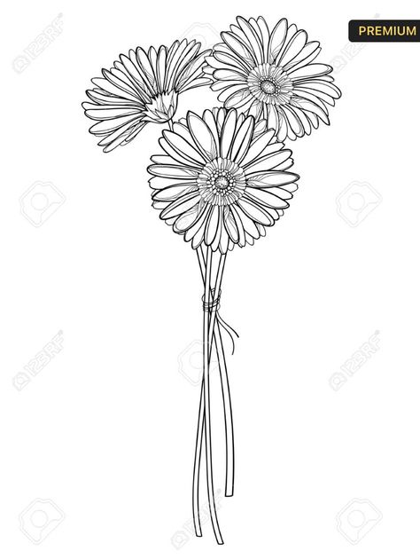 Gerbera Daisy Tattoo, Stitch Pics, Daisy Drawing, Gerbera Flower, Daisy Tattoo, Mother Tattoos, Gerber Daisies, Gerbera Daisy, Art Clipart