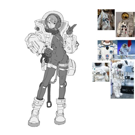 Space Adventurer Character, Cyberpunk Space Suit, Space Suit Character Design, Space Oc Art, Space Outfit Drawing, Sci Fi Space Suit, Space Suit Concept Art, Space Character Design, Gundam Characters