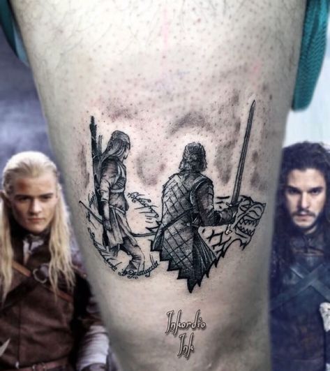 Legolas Tattoo Ideas, Stark Tattoo Game Of Thrones, Iron Throne Tattoo, Jon Snow Tattoo, Legolas Tattoo, Game Of Thrones Tattoo Ideas, Tolkien Tattoo, Snow Tattoo, Tattoos 2023