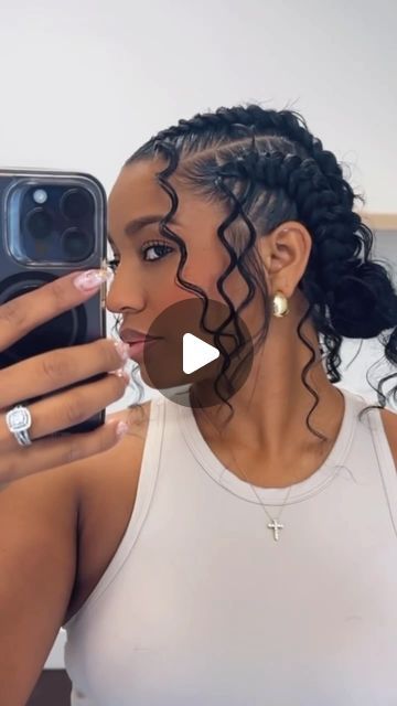 Braids Into Bun Hairstyle, 2 Cornrow Braids With Weave, Goddess Cornrows Buns, Butterfly Stitch Braids, Butterfly Feed In Braids, Butterfly Cornrow Braids, Feed In Braids With Curls, French Braid Hairstyles For Black Women, Feed In Braids Into Low Bun