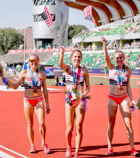 Elle Purrier St-Pierre, Cory McGee and Heather MacLean, USA Track and Field, Women’s 1500m qualifiers, 2020 Tokyo Olympics Trials. In Tokyo, Elle Purrier St-Pierre finished 10th in the final race, Cory McGee 12th in the final and Heather MacLean finished 12th in the semifinal and did not qualify for the final. Track And Field Women, Track Olympics, Olympic Trials, 1500m, Usa Women, Usa Olympics, St Pierre, Tokyo Olympics, Summer Olympics