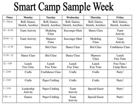 Leadership Themes, First Day Of Summer Camp, Summer Camp Activities For Kids, Camp Activities For Kids, Homeschool Schedule Template, Camp Schedule, Summer Camp Themes, Summer Camp Activities, Smart Class