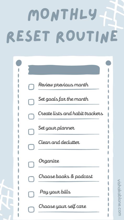 Planner Monthly Review, To Do Planner Printables, Monthly Routine Planner, Monthly Planning Routine, Monthly To Do, 2024 Planner Ideas, Monthly Reset Checklist, Resetting Life, Life Reset Checklist