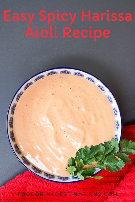 This easy spicy harissa aioli recipe takes minutes to make and is the perfect dip for french fries or a tasty condiment for sandwiches or burgers. It’s so versatile, you will be shocked at how many ways you can use this harissa mayo sauce. And, it’s made with only 4 ingredients! Dip For French Fries, Harissa Aioli, Harissa Mayo, Harissa Sauce, Harissa Recipes, Moroccan Recipes, Moroccan Cooking, Mayo Sauce, Aioli Recipe