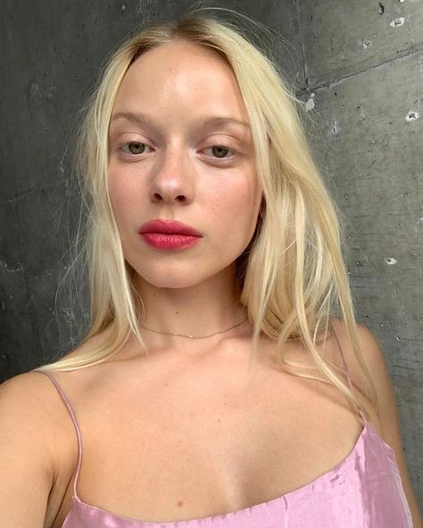 Glossier Generation G Lipsticks: Model wearing shade Crush Sheer Red Lipstick, Glossier Generation G, Stretch Concealer, Cloud Paint, Generation G, Blonde Babies, Bright Red Lipstick, Instagram Face, Natural Lip Colors