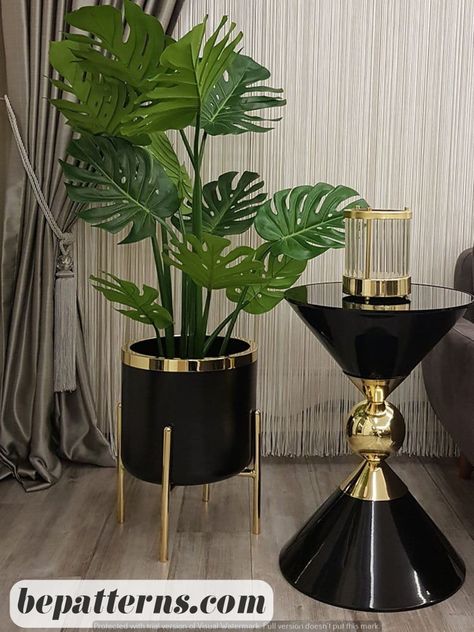 Affordable Home Decor | Cozy Kitchen and Living Room Big Flower Vases, Living Room Decor Flowers, Flower Pot For Living Room, Living Room Decor Art Deco, Planter For Living Room, Big Flower Vase Home Decor, Luxury Home Decor Items, Black Accessories Living Room, Flower Pot Decorating Ideas