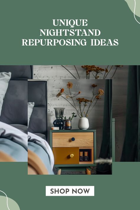 Looking to refresh your bedroom? Check out these unique repurpose nightstand ideas that combine creativity and practicality. Explore fun ways to upcycle old nightstands into stylish storage solutions or eye-catching decor pieces. With these tips, you can add a touch of personal flair while enhancing your space with functionality. Whether you're project-oriented or just looking for inspiration, these ideas will help transform your bedroom into a cozy haven bringing together style and functionality with creative rejuvenation methods. Start your upcycling journey today! Interesting Nightstands, Repurpose Nightstand, Creative Nightstand Ideas, Funky Nightstand, Unique Nightstand Ideas, Creative Nightstand, Nightstand Inspiration, Unique Bedside Tables, Nightstand Ideas