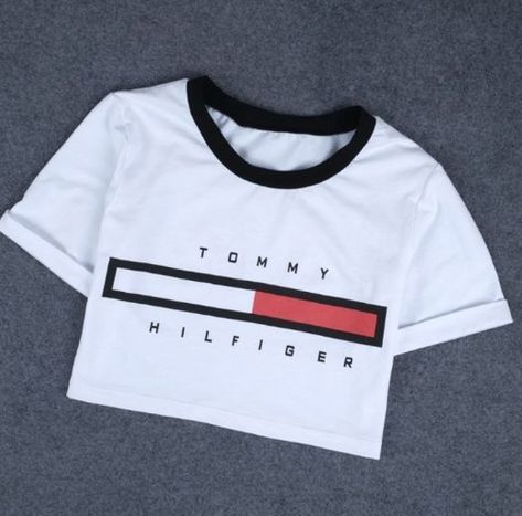 Tommy Hilfiger Crop Top- Tommy Girl Crop Top- Hilfiger Shirt-90's Vintage Clothing-Crop Top-Teen Christmas Gift Tommy Hilfiger Crop Top, Stil Boho, Paris Mode, Girls Crop Tops, Tommy Hilfiger Outfit, Shirts For Teens, Tommy Hilfiger Shirts, Crop Top Outfits, Womens Tops Summer