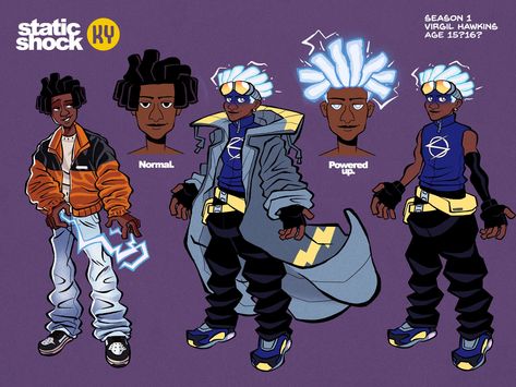 Static Shock Art, Superhero Oc Character Design, Static Dc, Character Select Screen, Heroic Age, Dc Comics Women, Static Shock, Villain Costumes, Caricature Sketch