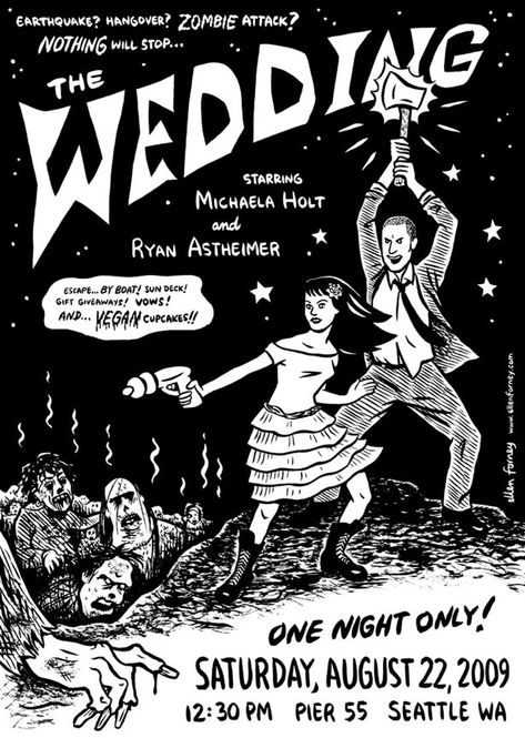 Halloween Invitaciones, Zombie Wedding, Halloween Wedding Invitations, Geeky Wedding, Nerdy Wedding, Funny Wedding Invitations, Wedding Poster, Creative Wedding Invitations, Wedding Invitation Inspiration