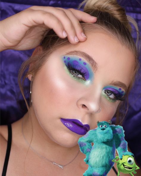 💜 Scary Feet, Scary Feet, Scary Feet 💚 Monsters Inc. Makeup Look inspired by: @artistic.lucy  Eyes: @morphebrushes 35B • @jeffreestarcosmetics I’m Royalty • @limecrimemakeup Meadow Highlight: @anastasiabeverlyhills Lucky Clover Bronzer: @benefitcosmetics Hoola Brows: @benefitcosmetics Precisely My Brow (3)  Blush: @tartecosmetics Blissful Amazonian Clay Blush Lips: @jeffreestarcosmetics I’m Royalty • @buxomcosmetics Emma Sully Monster Inc Makeup, Celia Monsters Inc Makeup, Sully Makeup Monsters Inc, Cute Monster Makeup, Sully Makeup, Monsters Inc Makeup, Blush Lips, Sully Monsters Inc, Spirit Days