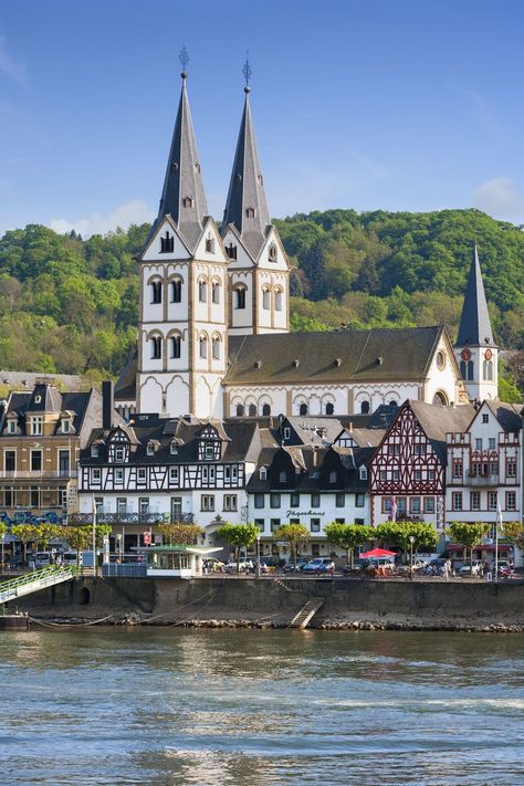 Boppard town, River Rhine and St Severus church, Rhine Valley, Rhineland-Palatinate, Germany, Europe Boppard Germany, Day Trips From Frankfurt, Wine Walk, Rhine Valley, German Travel, German Culture, Germany Vacation, Rhineland Palatinate, Rhine River