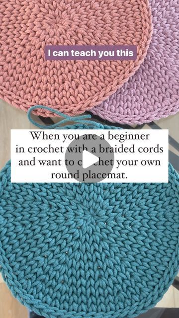 All Yarn Drive | Bobbiny Crochet & Macrame Cords on Instagram: "When you are a beginner in crochet with a braided cords and want to crochet your own round placemat visit my YouTube channel to see my tutorials on how to make them 😉

Modern crochet tutorials, Bobbiny braided cords

#crochet #crochettutorial #bobbinycords #crochetlove #crochetinspiration" Crochet Placemats Round, Crochet With Macrame Cord, Crochet Macrame Cord, Bobbiny Crochet, Crochet Cords, Placemat Crochet, Macrame Cords, Crochet Placemat, Crochet Macrame