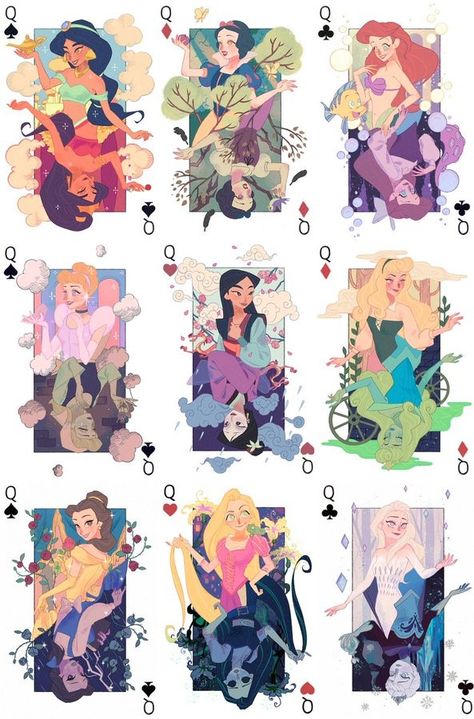 Disney princess✨😍👑💖 Deco Disney, Queen Card, The Disney Princesses, Disney Princess Artwork, Disney Princess Fan Art, 디즈니 캐릭터, Princess Drawings, Disney Artwork, 캐릭터 드로잉