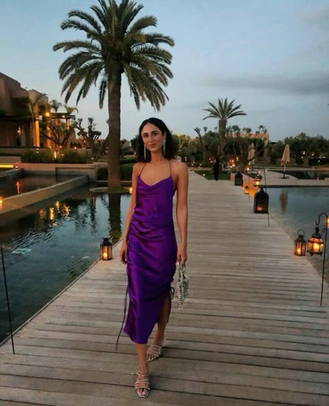 Purple Wedding Outfits For Guest, Chic Purple Slip Dress For Date Night, Purple Dress Outfit Party Classy, Purple Satin Dress For Night Out, Fitted Purple Satin Summer Dress, Purple Dress Formal Classy, Elegant Purple Silk Slip Dress, Purple Mermaid Prom Dress, Elegant Purple Satin Slip Dress