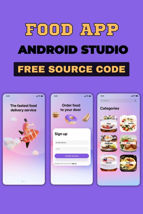 Android Food UI Design Food App Ui Design, Food App Ui, Studio App, Android Design, Android Studio, Source Code, Mobile Technology, Order Food, App Ui Design