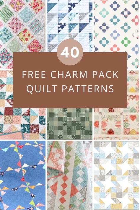 Check out this list of 40 FREE charm pack quilt patterns designed with beginner quilters in mind. Browse the selection of traditional and modern quilt patterns. Dust off those charm packs and use up your stash of 5" squares with these charm square quilt patterns. Beginner Charm Pack Quilt Patterns, Charm Pack Bag Patterns Free, Quilts Made With Charm Squares, Patchwork, Scrappy Charm Pack Quilt Patterns, Quilts With 5 Inch Squares Patterns, Quilt Pattern Using Charm Packs, Quilt Blocks Made From Charm Packs, 36 Inch Square Quilt Pattern