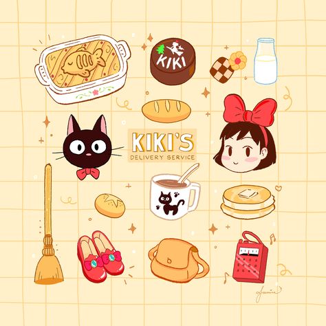 귀여운 음식 그림, 동화 삽화, Arte Do Kawaii, Kiki Delivery, Ghibli Artwork, Kiki's Delivery Service, Studio Ghibli Movies, Japon Illustration, Studio Ghibli Art