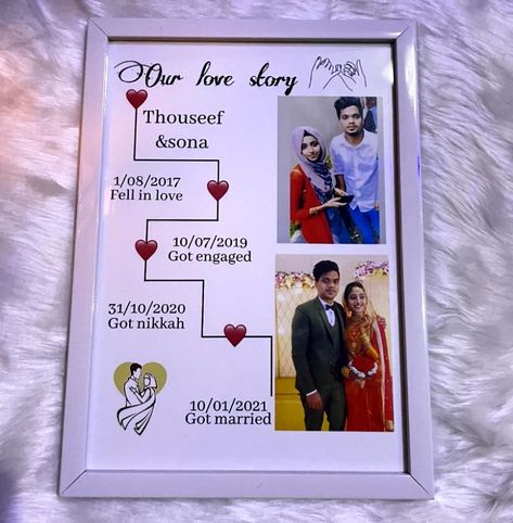 Couple Frame Ideas, Couple Photo Frame Ideas, Wedding Photo Frame Ideas, Love Story Frame, Anniversary Photo Frame, Couple Frame, Wedding Frame Gift, Diy Photo Book, Wedding Card Frames