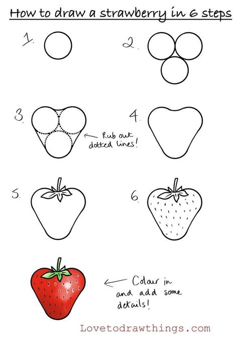 Draw A Strawberry, Mom Doodle, Trin For Trin Tegning, Creating A Capsule Wardrobe, Strawberry Drawing, Wardrobe Revamp, How To Draw Cute, Easy Step By Step Drawing, Drawing Classes