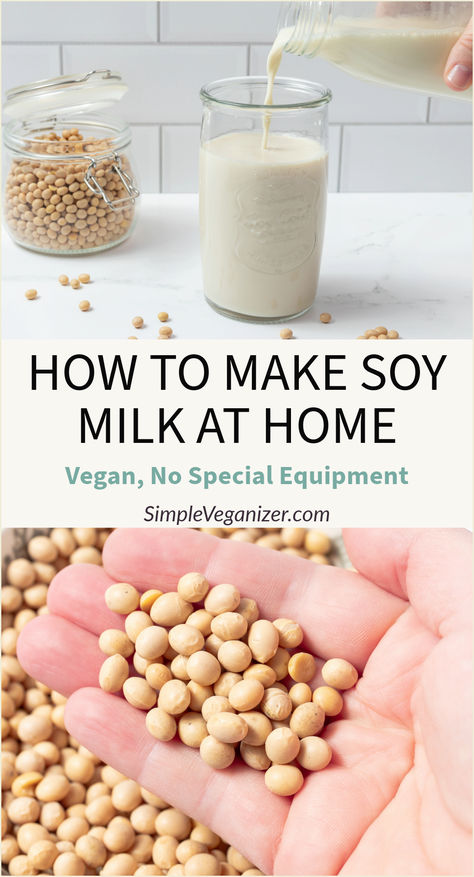 Learn how to make soy milk at home with this step-by-step guide. This dairy-free milk alternative is so simple to make with just two ingredients—soybeans and water—and a few straightforward steps. How To Make Soy Milk At Home, Diy Soy Milk, How To Make Soya Milk, How To Make Soy Milk, Soy Milk Recipes, Homemade Soy Milk, Homemade Milk, Carb Sides, Soya Milk