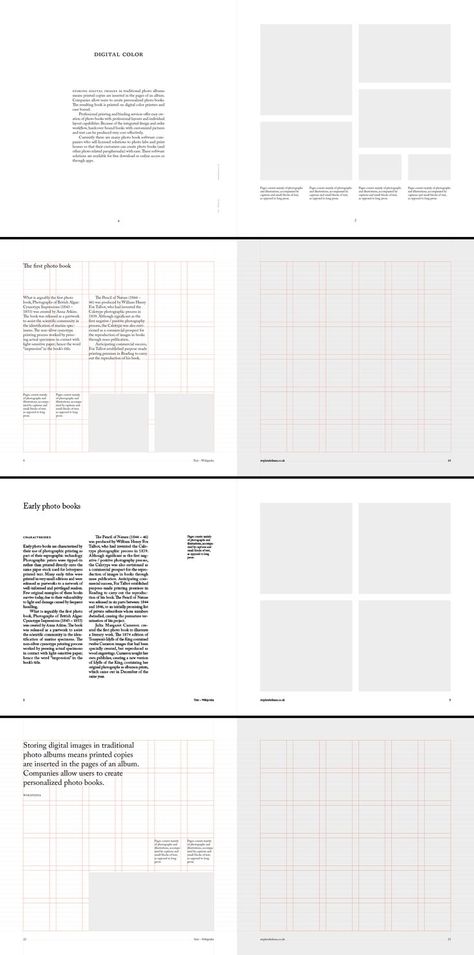 Square Photobook Grid System for InDesign | Serif Square Book Layout Design Inspiration, Content Book Design, Square Layout Template, Modular Graphic Design System, Modular Grid Design Layout, Indesign Grid Layout, 6x9 Book Layout, Square Booklet Layout, Square Page Layout Design