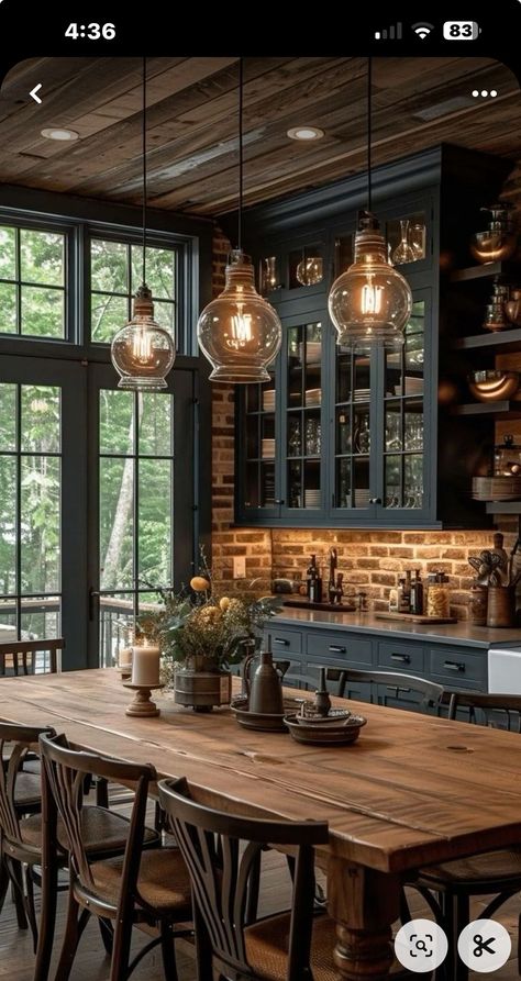 Thinking of renovating your kitchen to give it that timeless look? Get inspired by modern kitchen design that stays relevant. Dark Cottagecore House, Dapur Rustic, Spanish Style Kitchen, Cottagecore House, Moody Kitchen, Rustic Kitchen Design, Cabin Kitchens, Farmhouse Kitchen Design, Cozy Farmhouse