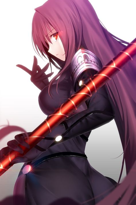 Scathach from Fate/Grand Order illustration Fate/Grand Order Lancer (Fate/Grand Order) purple hair red eyes #spear long hair #2K #wallpaper #hdwallpaper #desktop Fate Grand Order Lancer, Scathach Fate, Rin Tohsaka, Art Manga, Anime Mix, Fate Anime Series, Fate Zero, Fate Series, Anime Girlxgirl