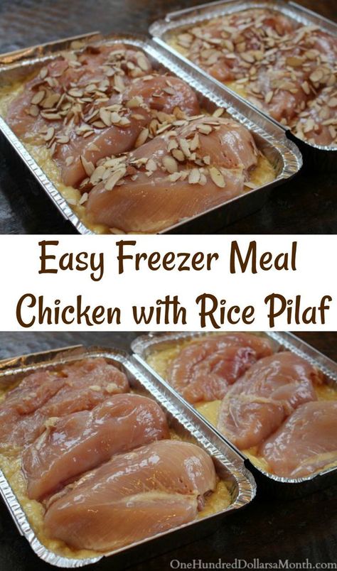 This is by far one of my husband’s favorite freezer meals I make. Lucky for him it makes a lot, so I divide it in half and make 2 freezer meals out of it. I always use foil pans when freezing this recipe. I purchased a case of them this past summer and man am … Chicken Freezer Meals, Chicken With Rice, Freezer Dinners, Budget Freezer Meals, Freezer Friendly Meals, Freezable Meals, Freezer Meal Planning, Make Ahead Freezer Meals, Healthy Freezer Meals