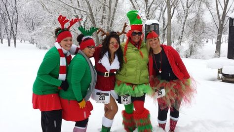 Costume Crafty: Jingle Bell Run costume ideas 5k Outfit, Halloween Party Easy, Costume Contest Winner, Make A Tutu, Running Attire, Reindeer Costume, Christmas Workout, Santa Cap, How To Make Tutu