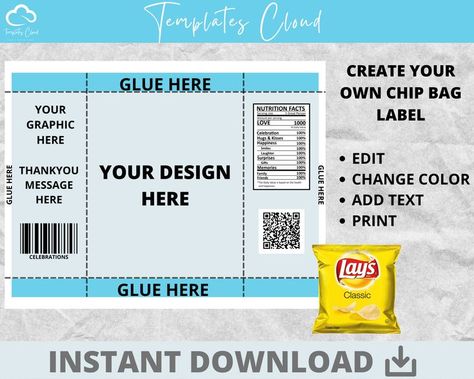 Chip Bag Template Personalized Chip Bags, Teacher Wallpaper, Chip Bag Template, Friends Change, Nutrition Facts Label, Bag Template, Blank Templates, Potato Chip, Chip Bags